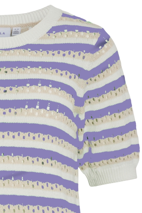 Vila vielinja o-neck 2/4 stripe knit top